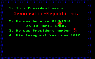 Presidential Quiz (The) atari screenshot